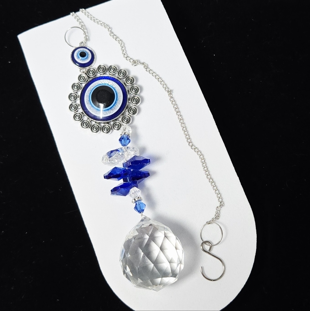 Blue Evil Eye Crystal Prism Suncatcher Rainbow Maker Window Hanging Decor Gift